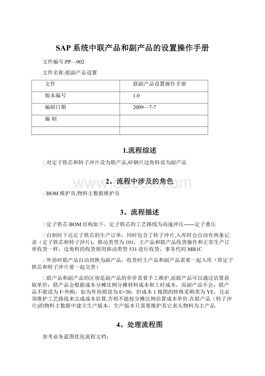 SAP系统中联产品和副产品的设置操作手册.docx