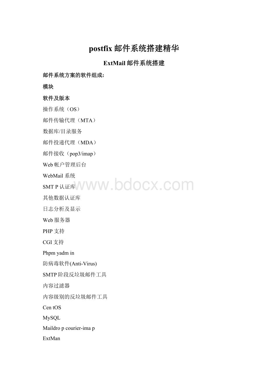 postfix邮件系统搭建精华Word格式.docx