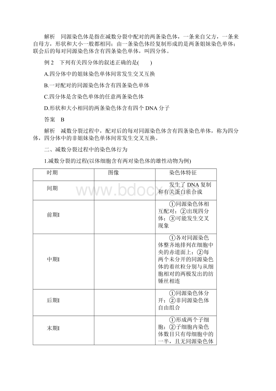 参考高中生物第二章染色体与遗传第一节减数分裂中的染色体行为Ⅰ学案浙科版必修2.docx_第3页