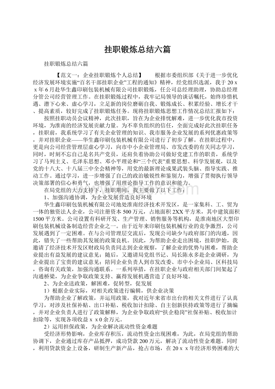 挂职锻炼总结六篇Word格式.docx_第1页