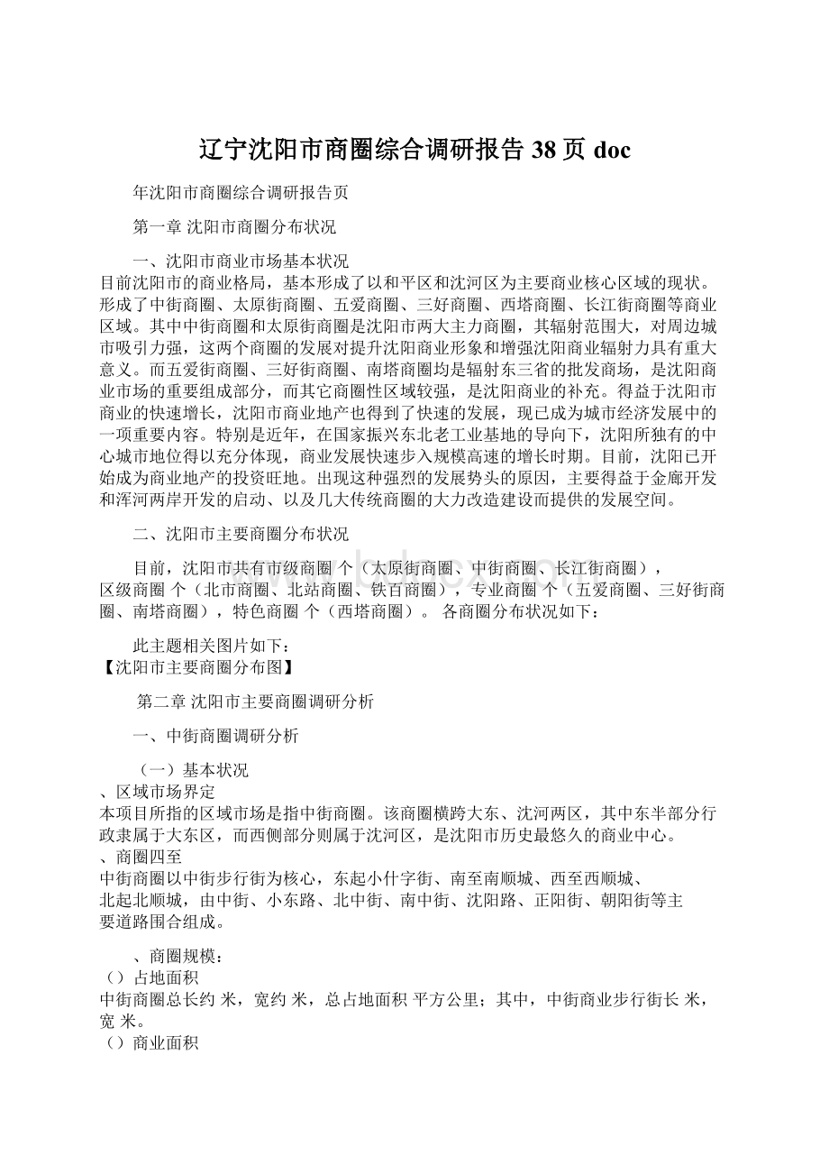 辽宁沈阳市商圈综合调研报告38页docWord格式.docx