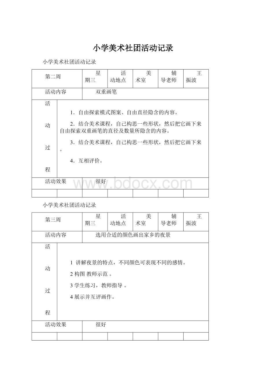 小学美术社团活动记录.docx