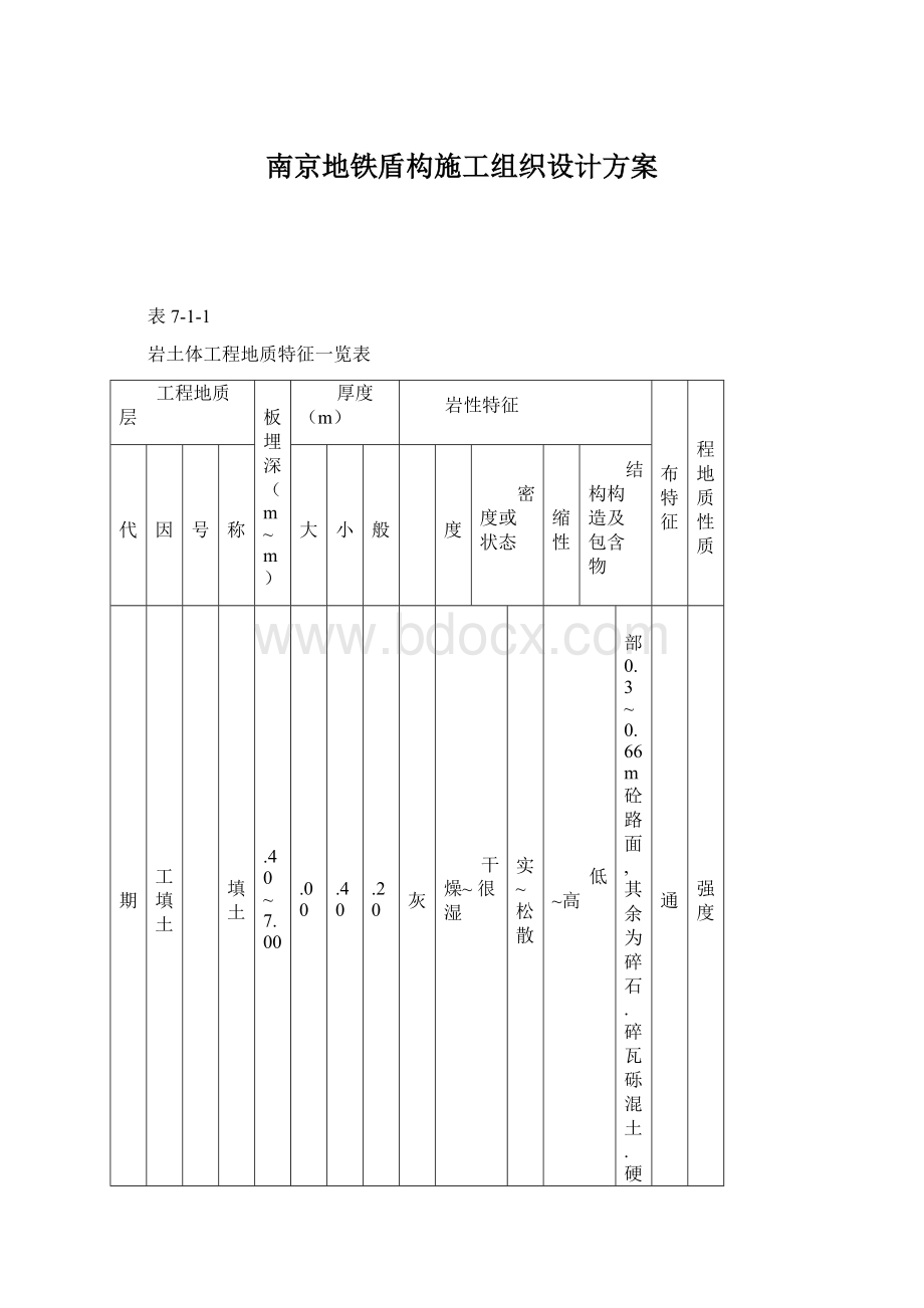 南京地铁盾构施工组织设计方案Word文件下载.docx