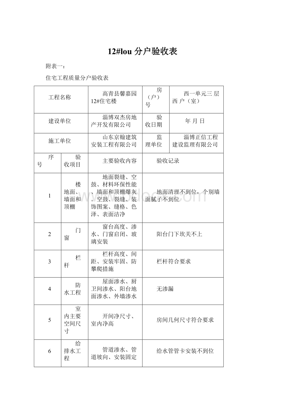 12#lou 分户验收表.docx