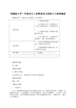 部编版小学一年级语文上册教案语文园地六人教部编版Word文件下载.docx