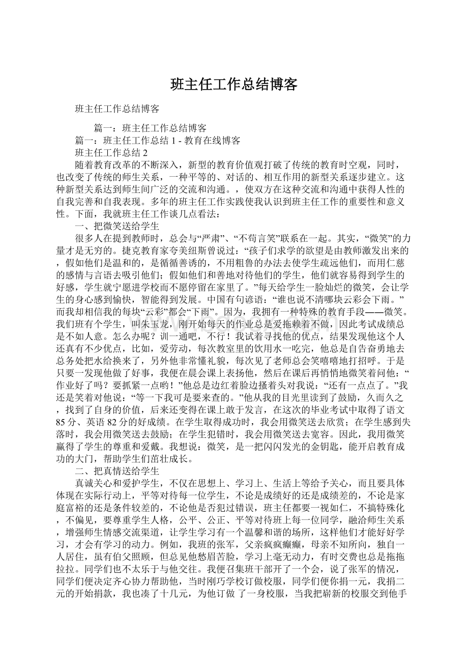 班主任工作总结博客文档格式.docx