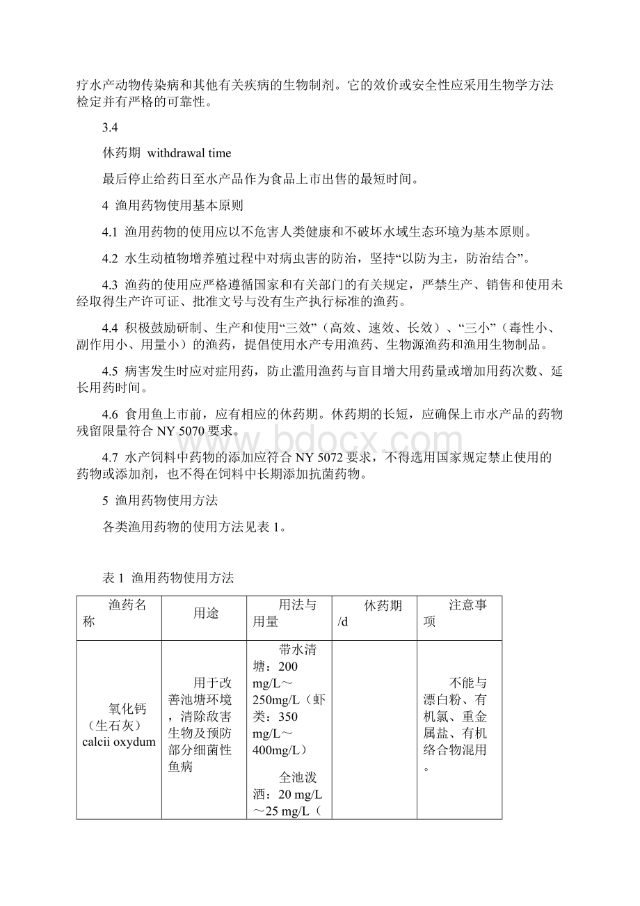 无公害食品渔用药物使用准则Word格式文档下载.docx_第2页