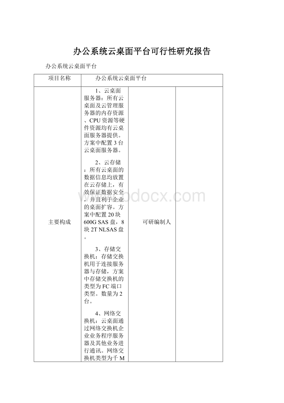 办公系统云桌面平台可行性研究报告.docx