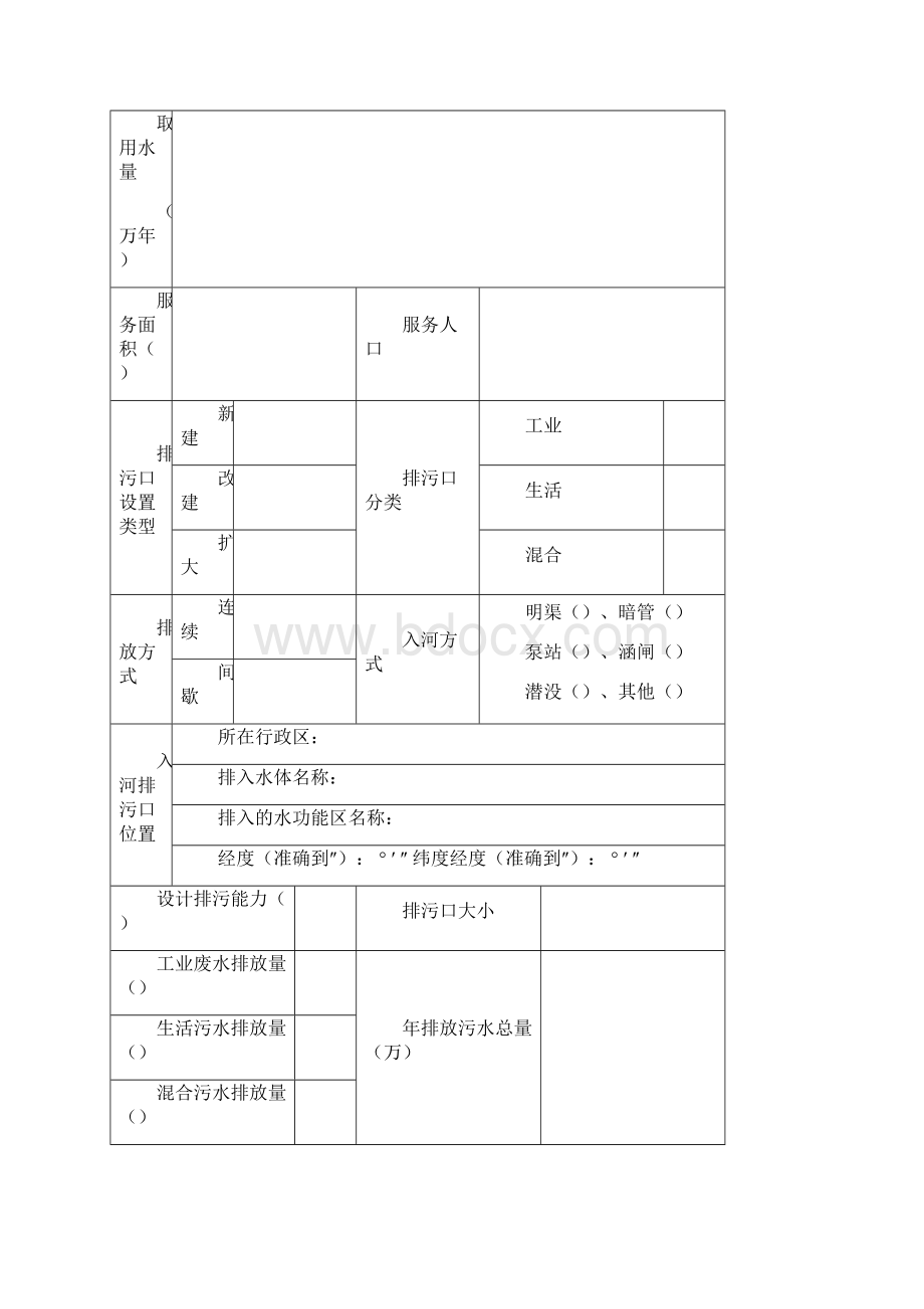 入河排污口登记表Word下载.docx_第2页