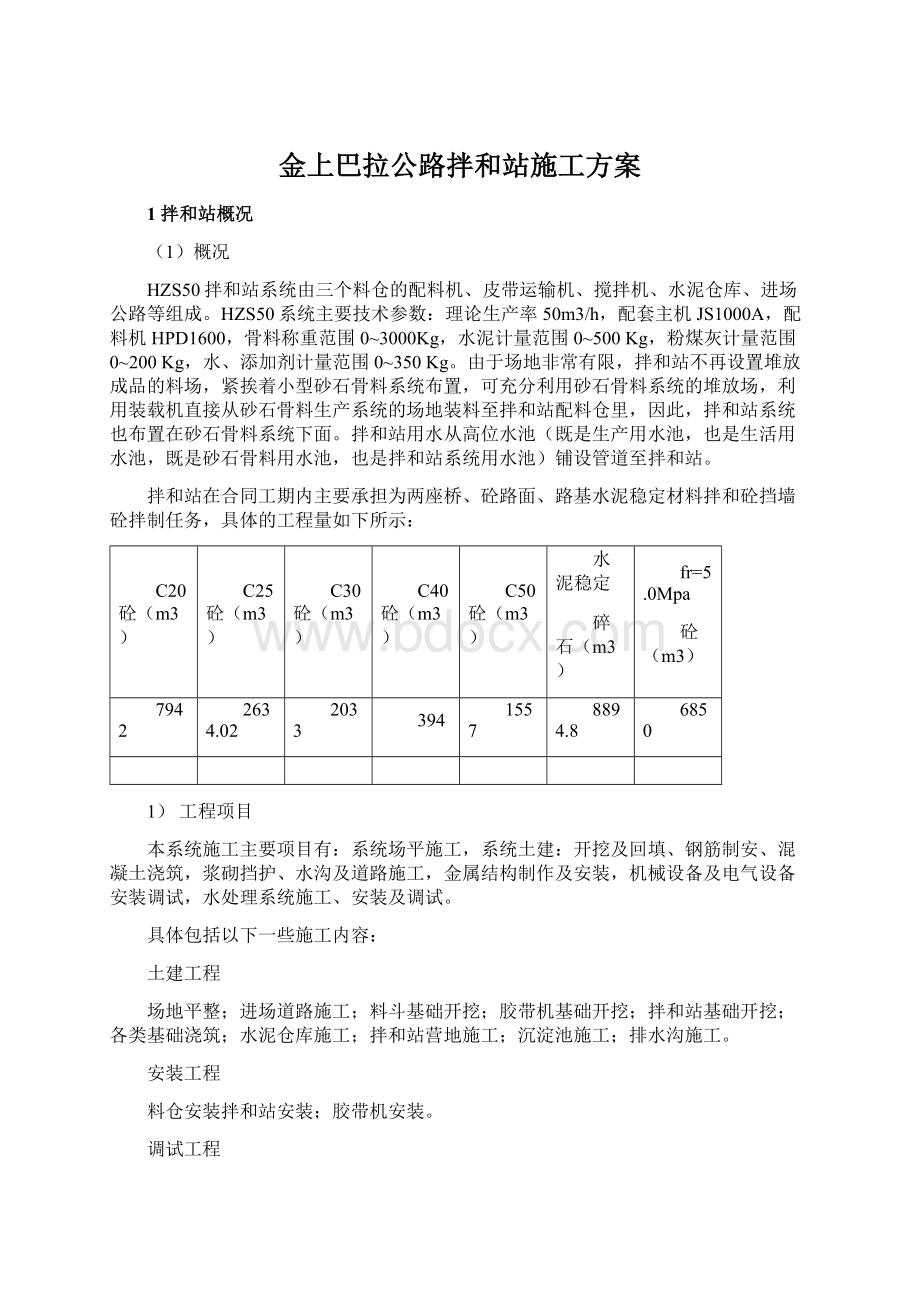 金上巴拉公路拌和站施工方案文档格式.docx