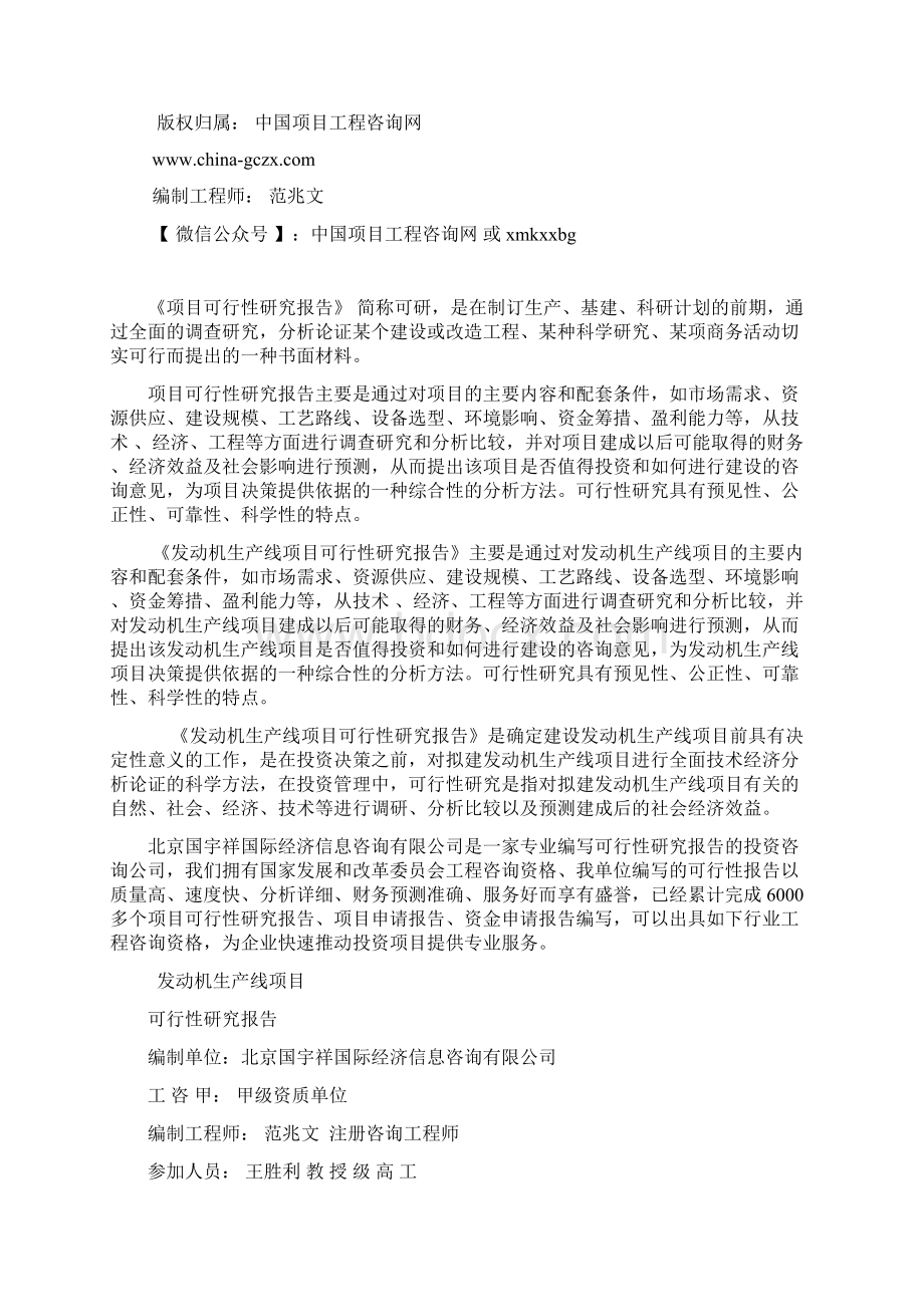 发动机生产线项目可行性研究报告立项模板.docx_第2页