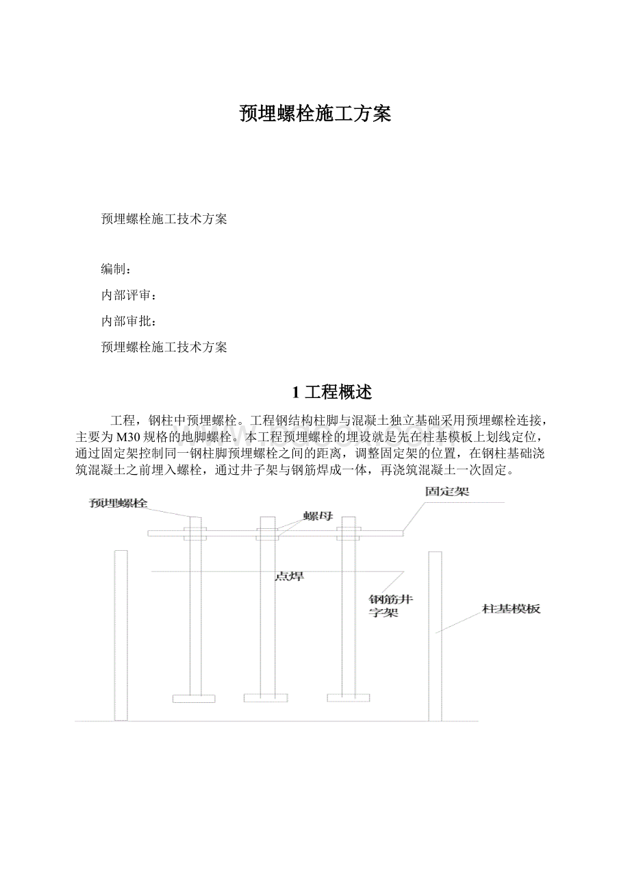 预埋螺栓施工方案文档格式.docx