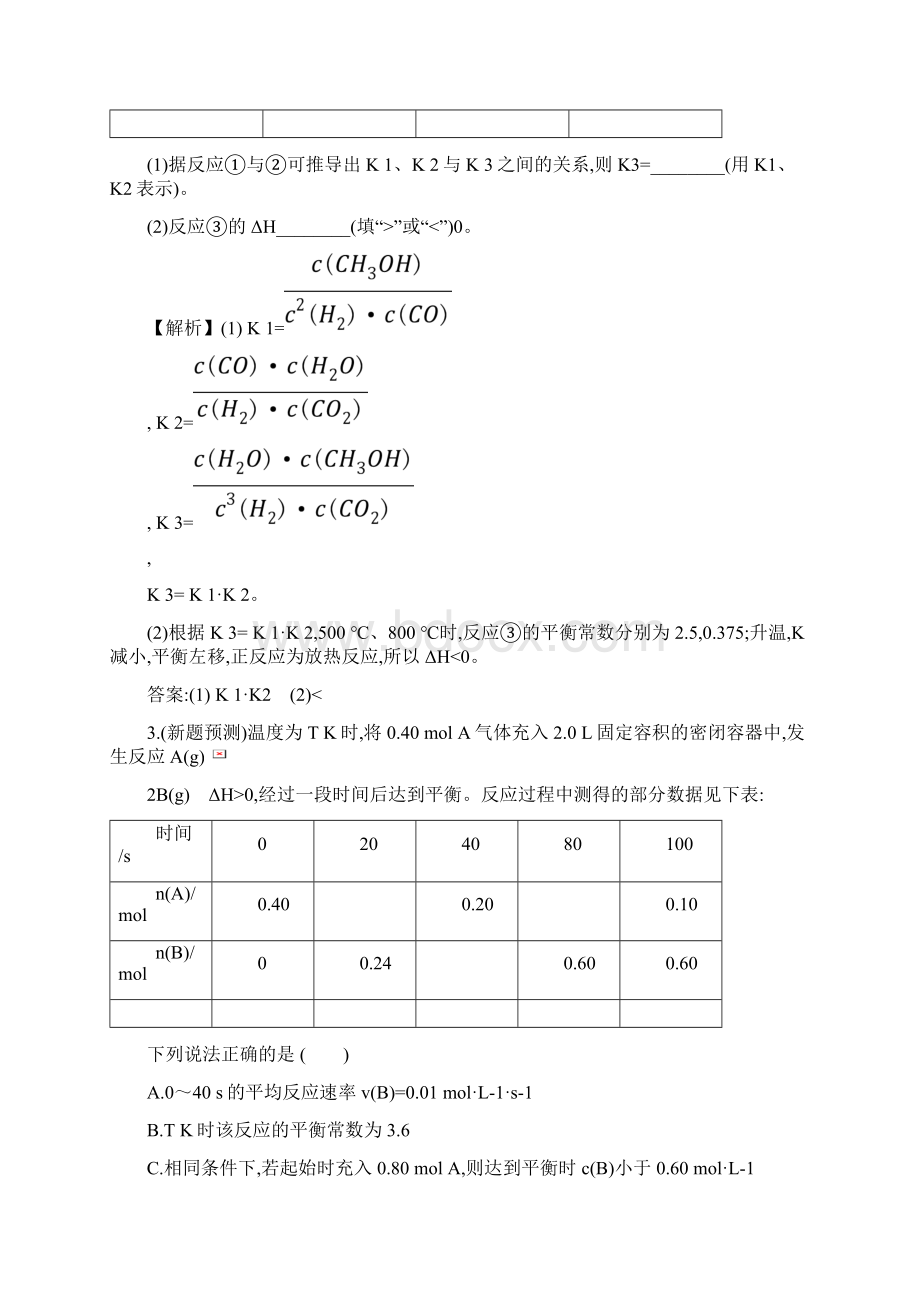 版高考化学一轮复习山西专用人教版化学平衡常数 化学反应进行的方向化学平衡常数化学反应进行的方向Word格式.docx_第3页