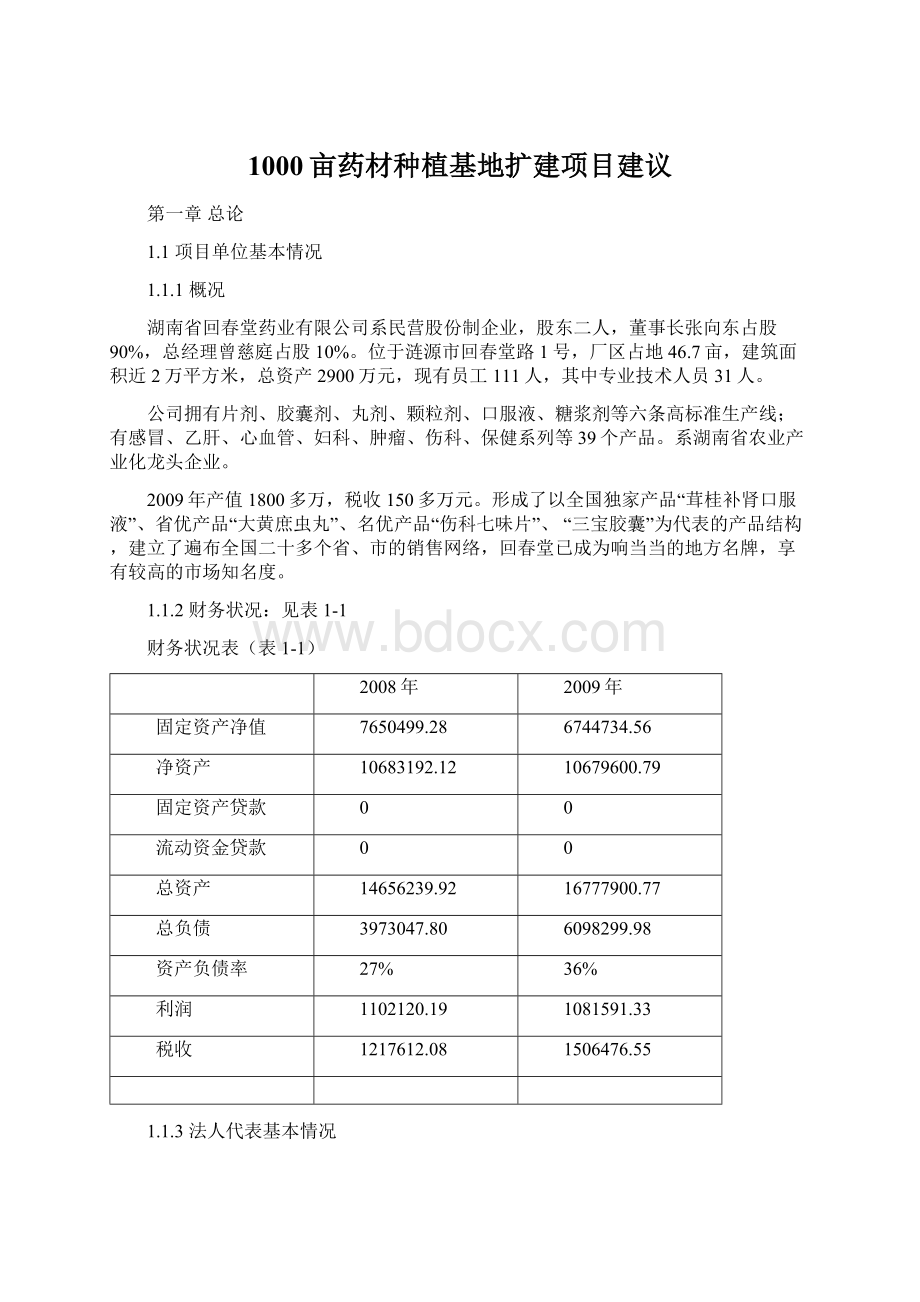 1000亩药材种植基地扩建项目建议Word文件下载.docx