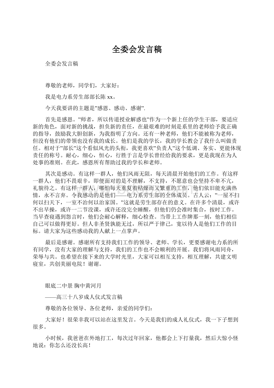 全委会发言稿Word文档下载推荐.docx