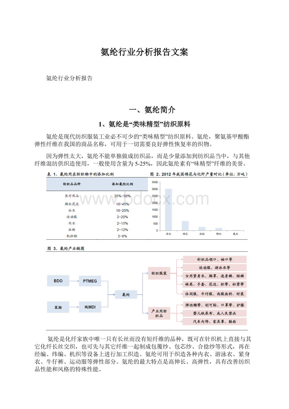 氨纶行业分析报告文案.docx_第1页