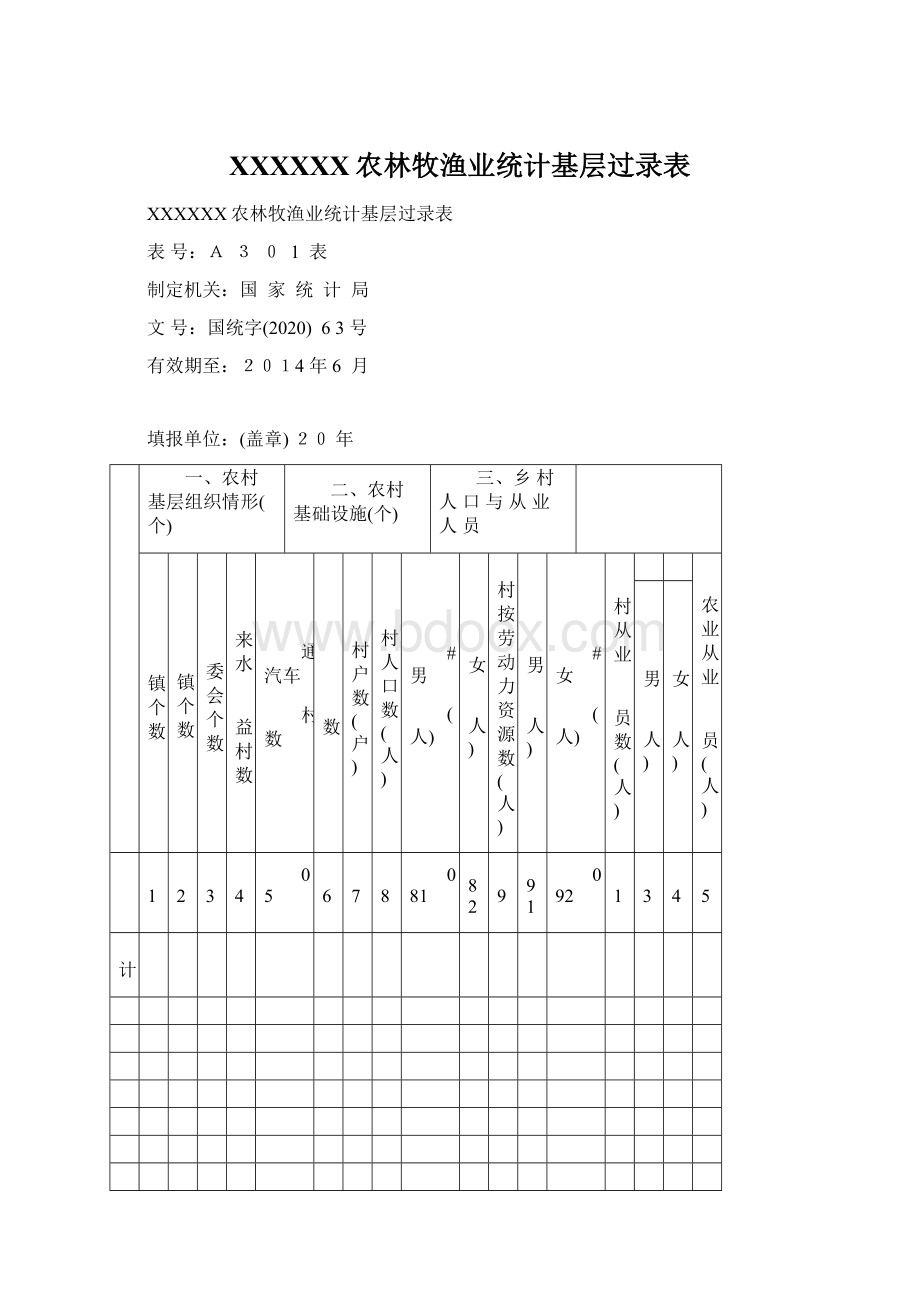 XXXXXX农林牧渔业统计基层过录表.docx