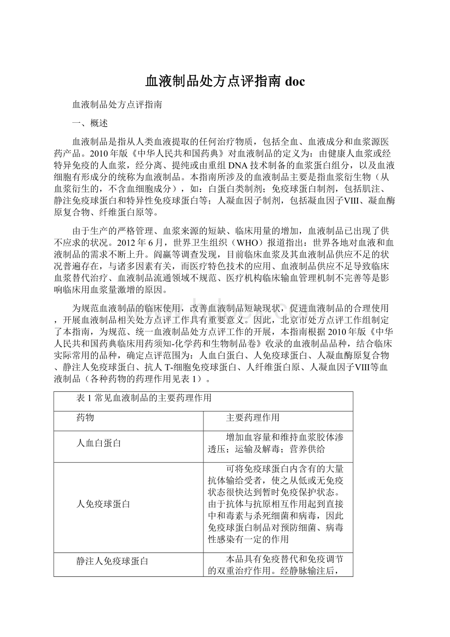 血液制品处方点评指南doc.docx