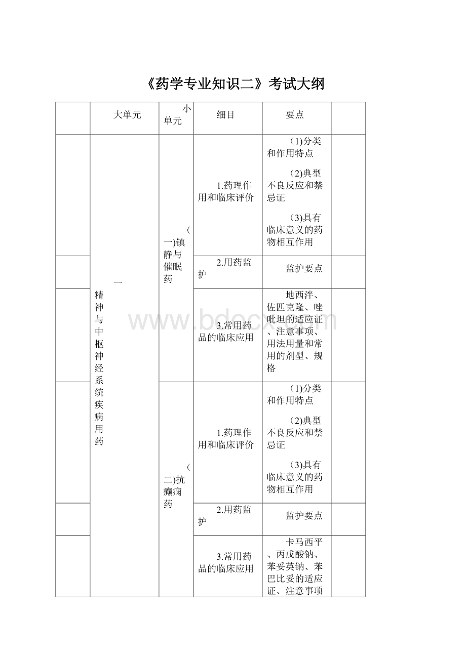 《药学专业知识二》考试大纲Word格式文档下载.docx