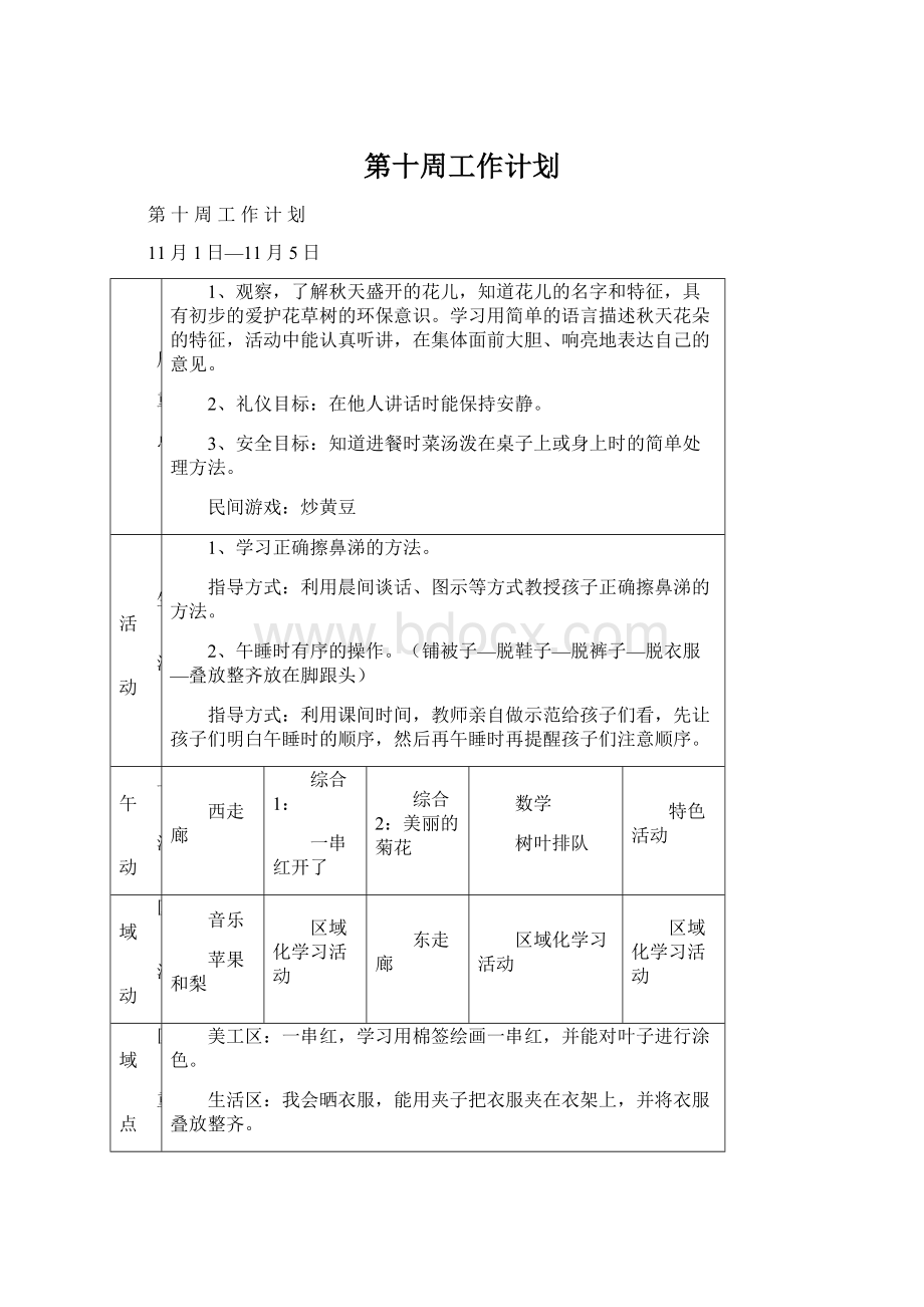 第十周工作计划.docx_第1页