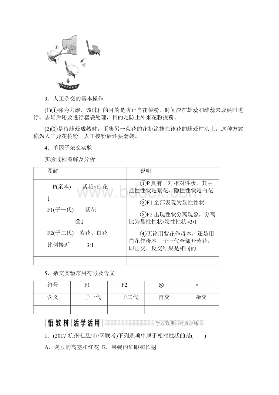 学年高中生物第一章孟德尔定律第1课时分离定律Ⅰ浙科版必修59Word文件下载.docx_第2页