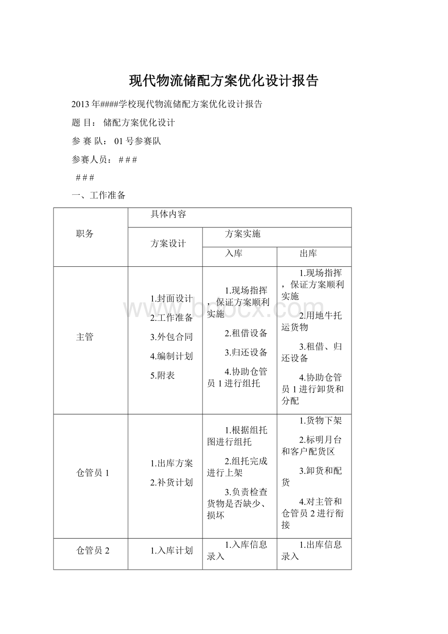 现代物流储配方案优化设计报告Word文件下载.docx