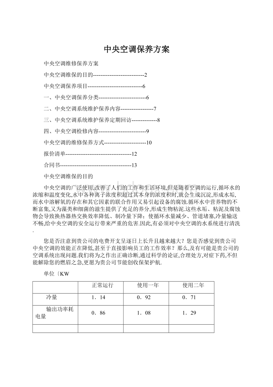 中央空调保养方案.docx