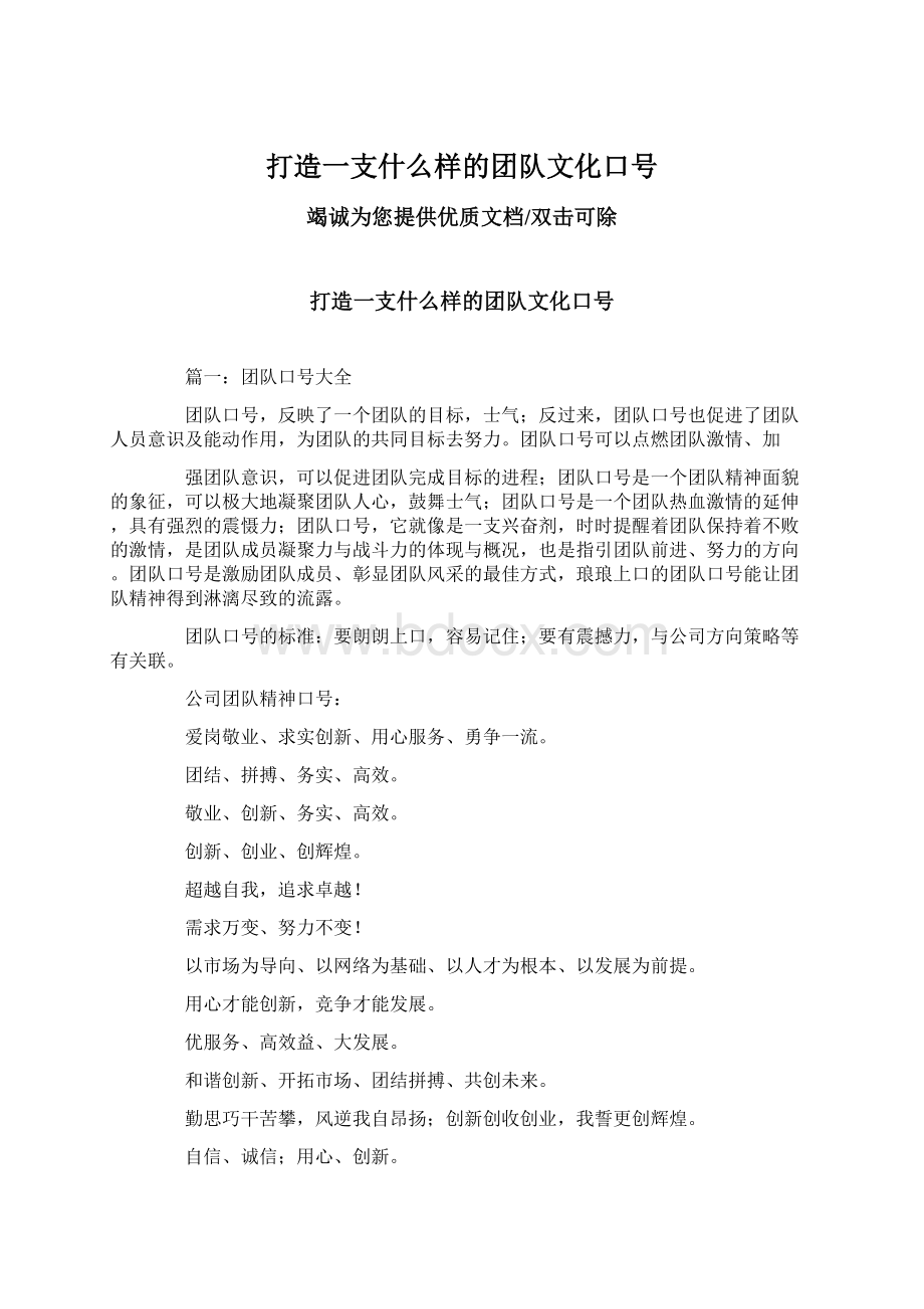 打造一支什么样的团队文化口号文档格式.docx