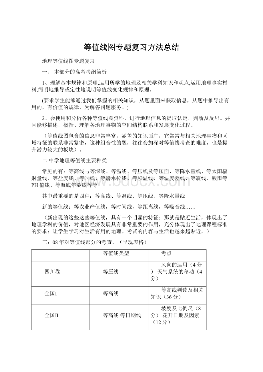 等值线图专题复习方法总结Word文档格式.docx