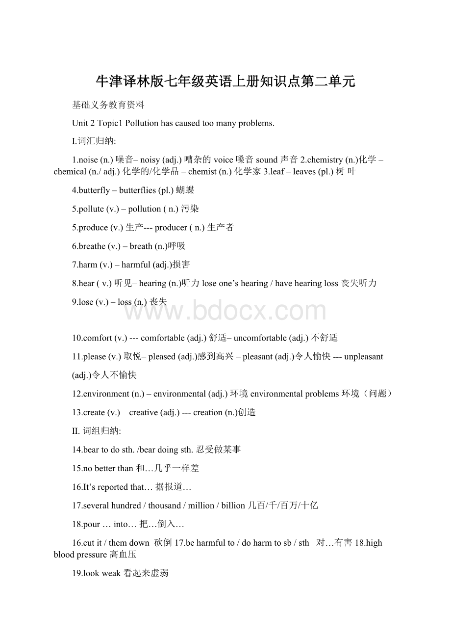 牛津译林版七年级英语上册知识点第二单元Word文档下载推荐.docx