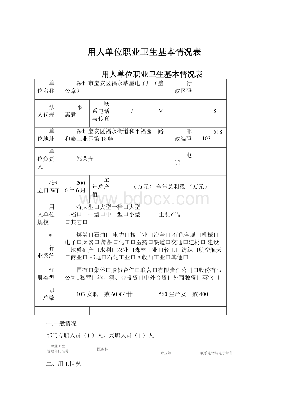 用人单位职业卫生基本情况表.docx