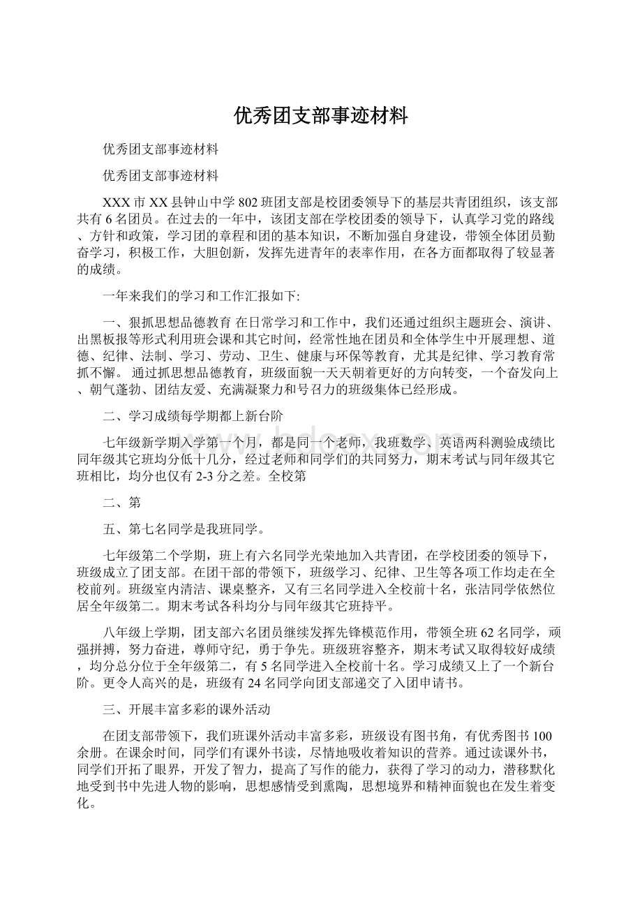 优秀团支部事迹材料.docx_第1页