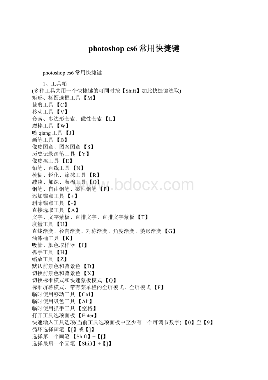 photoshop cs6常用快捷键.docx_第1页