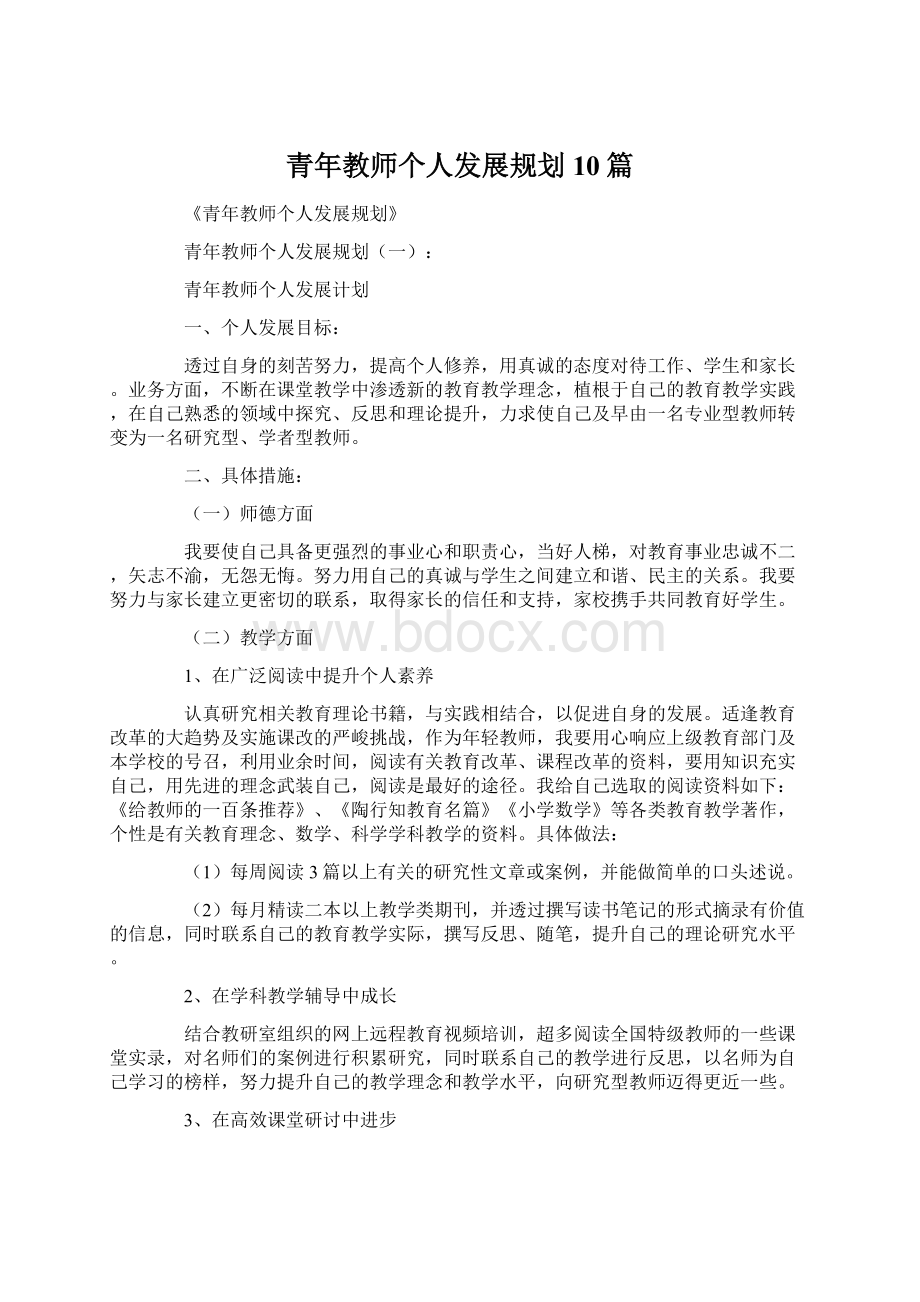 青年教师个人发展规划10篇.docx_第1页