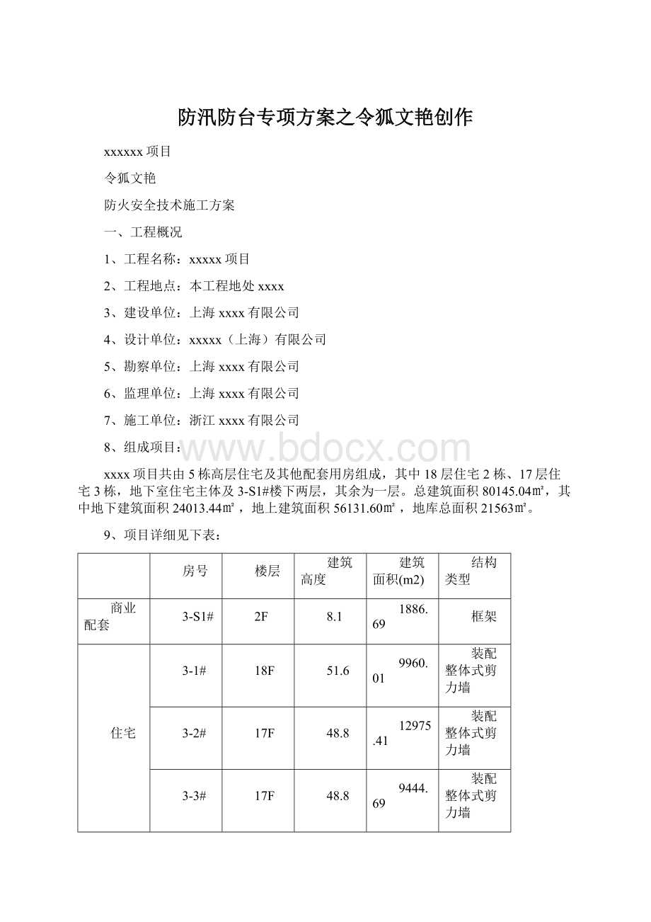 防汛防台专项方案之令狐文艳创作.docx_第1页