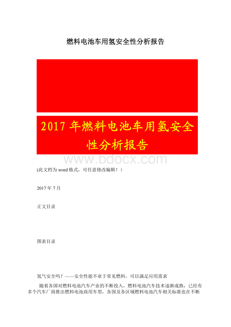 燃料电池车用氢安全性分析报告Word文件下载.docx