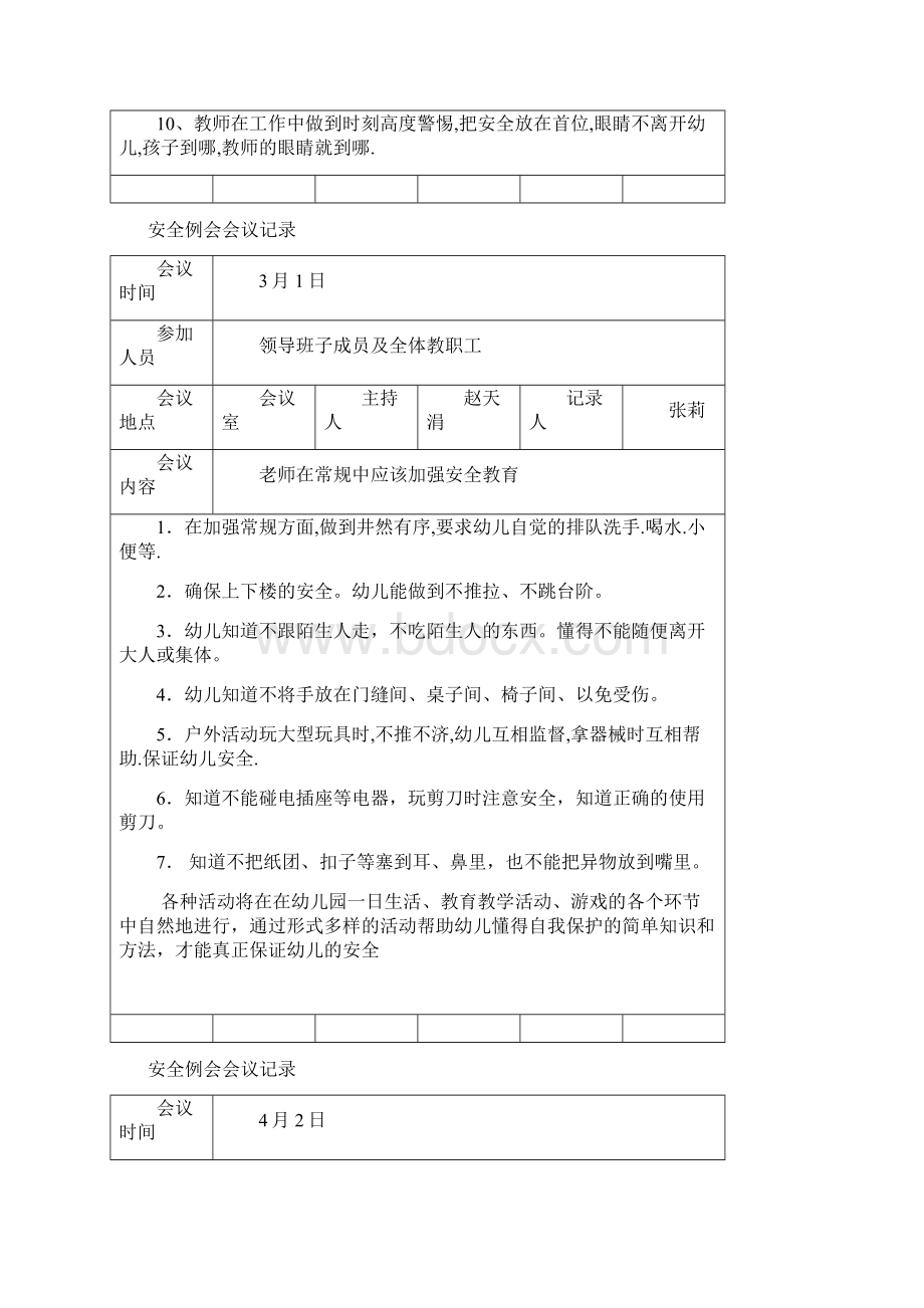 幼儿园安全例会会议记录Word文档格式.docx_第2页