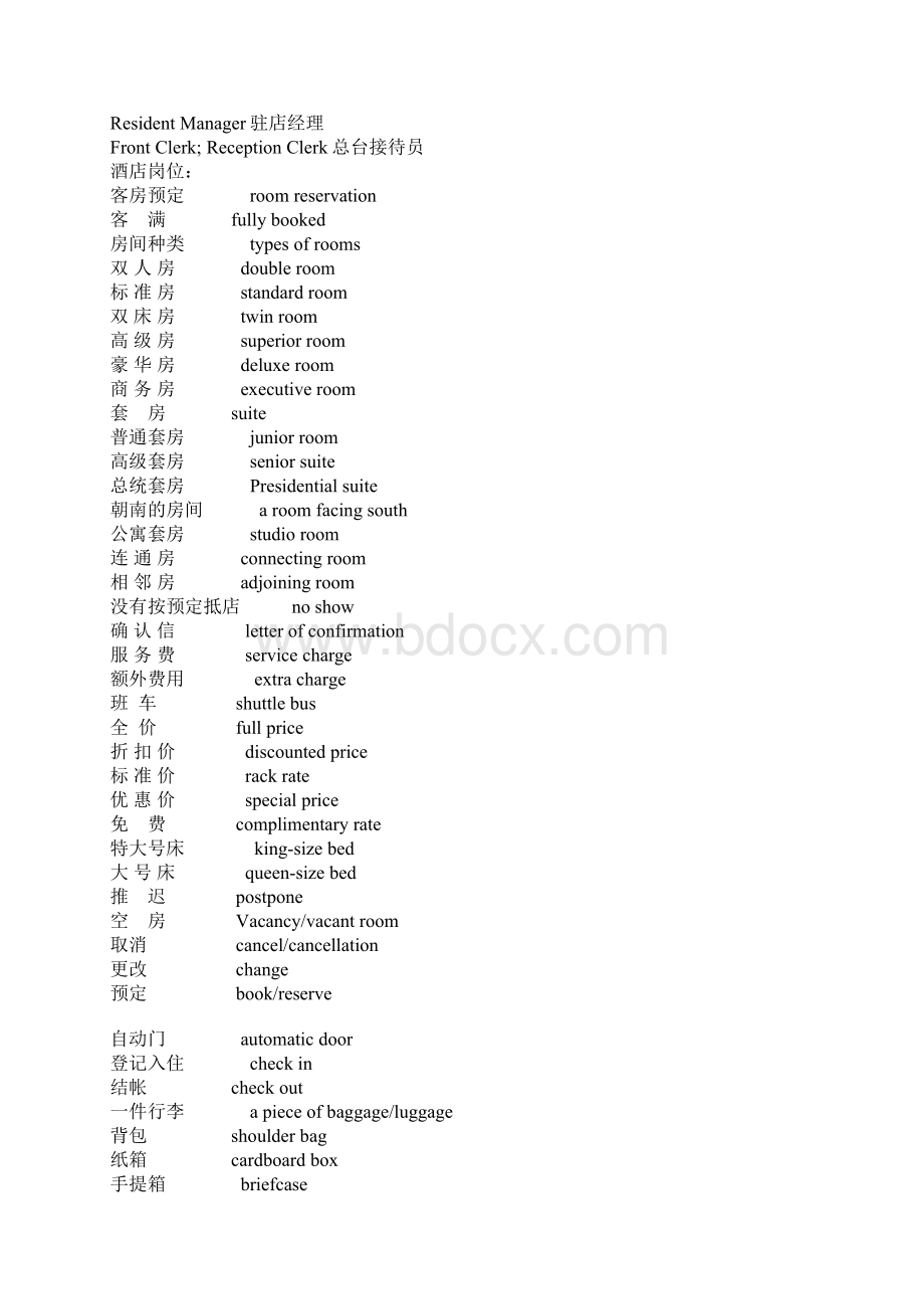 最全的酒店英语Hotel EnglishWord文档格式.docx_第3页