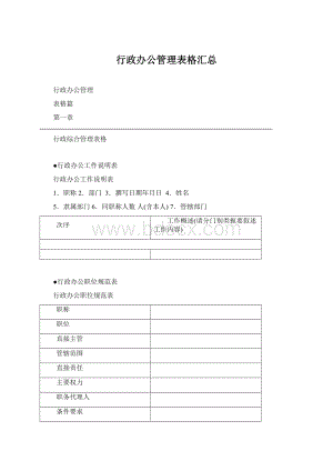 行政办公管理表格汇总Word文档格式.docx