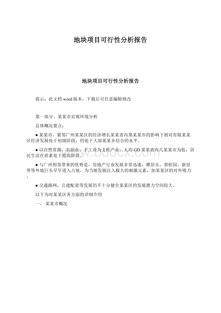 地块项目可行性分析报告Word格式.docx