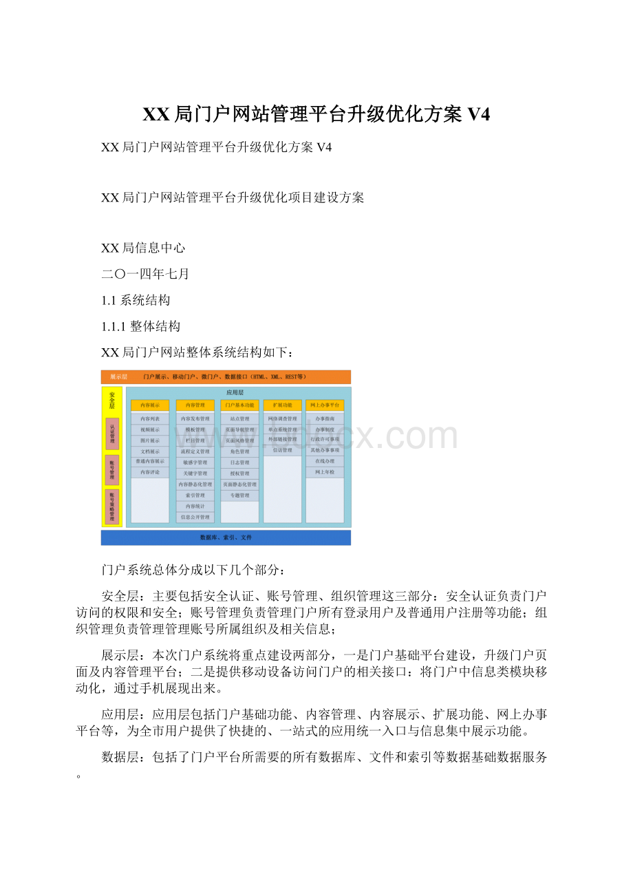 XX局门户网站管理平台升级优化方案V4.docx_第1页
