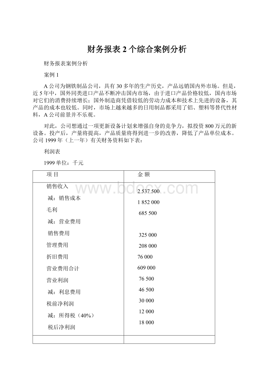 财务报表2个综合案例分析.docx_第1页