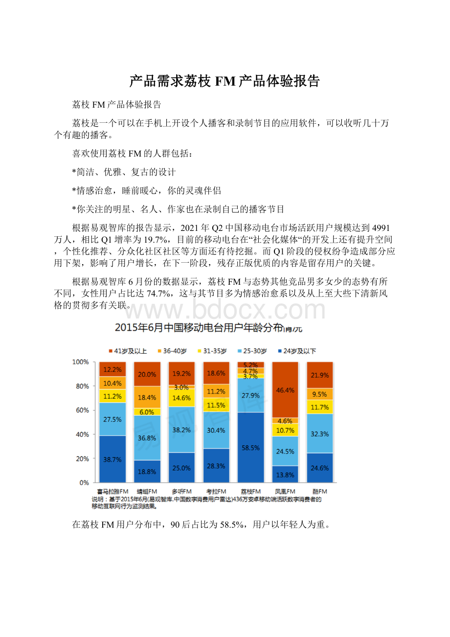 产品需求荔枝FM产品体验报告.docx