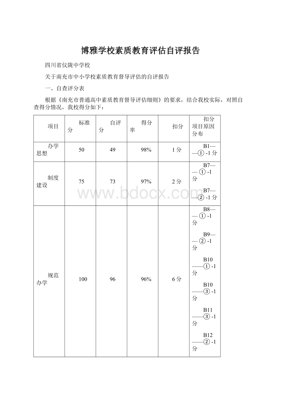 博雅学校素质教育评估自评报告.docx_第1页