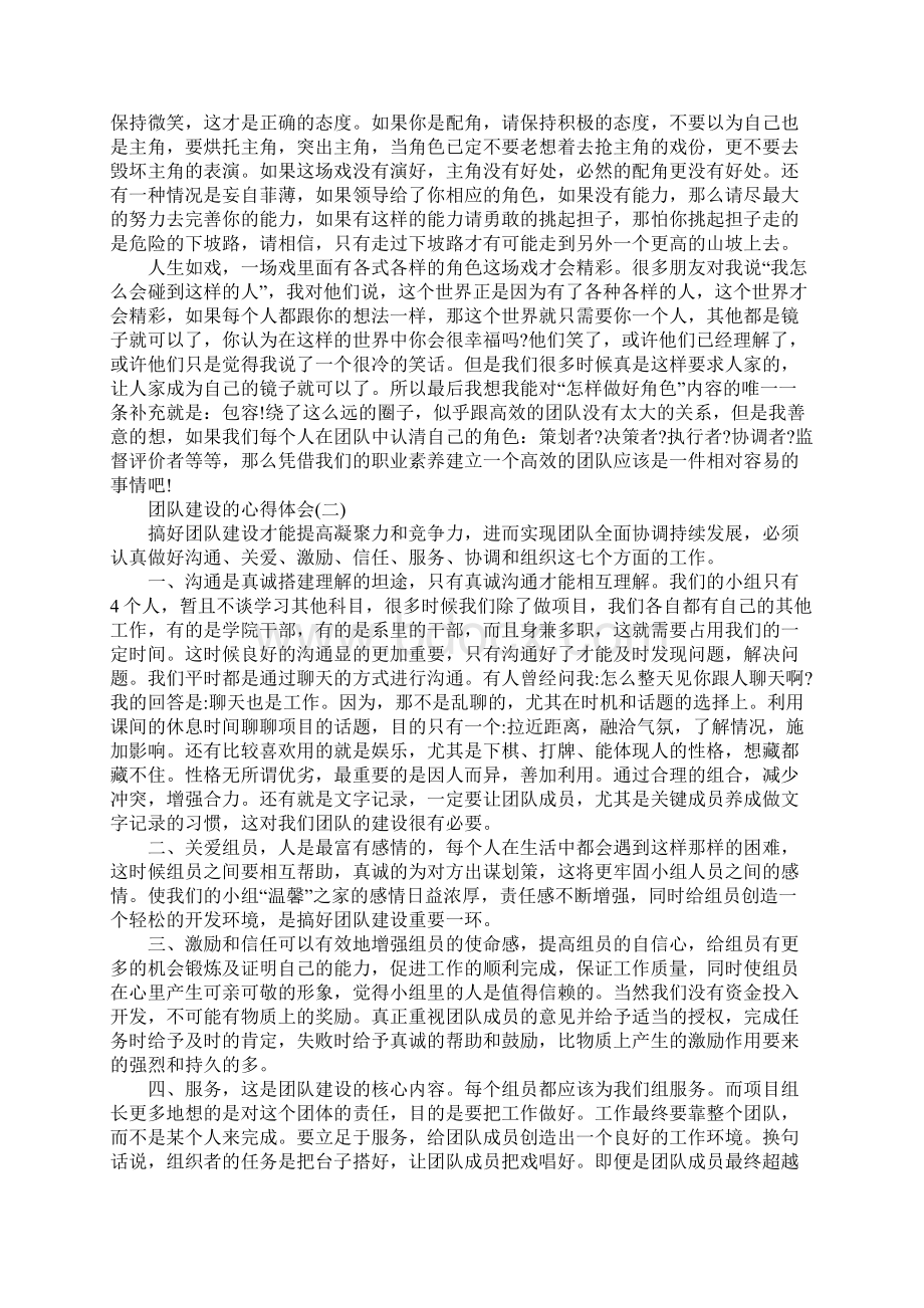 推荐分享的团队建设的心得体会样文合集Word格式文档下载.docx_第2页