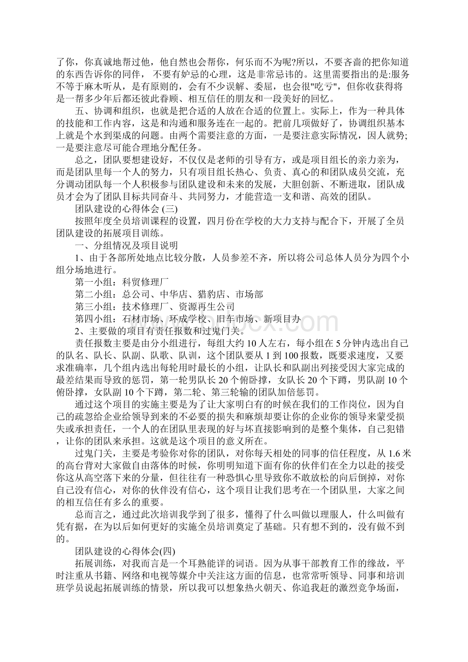 推荐分享的团队建设的心得体会样文合集Word格式文档下载.docx_第3页