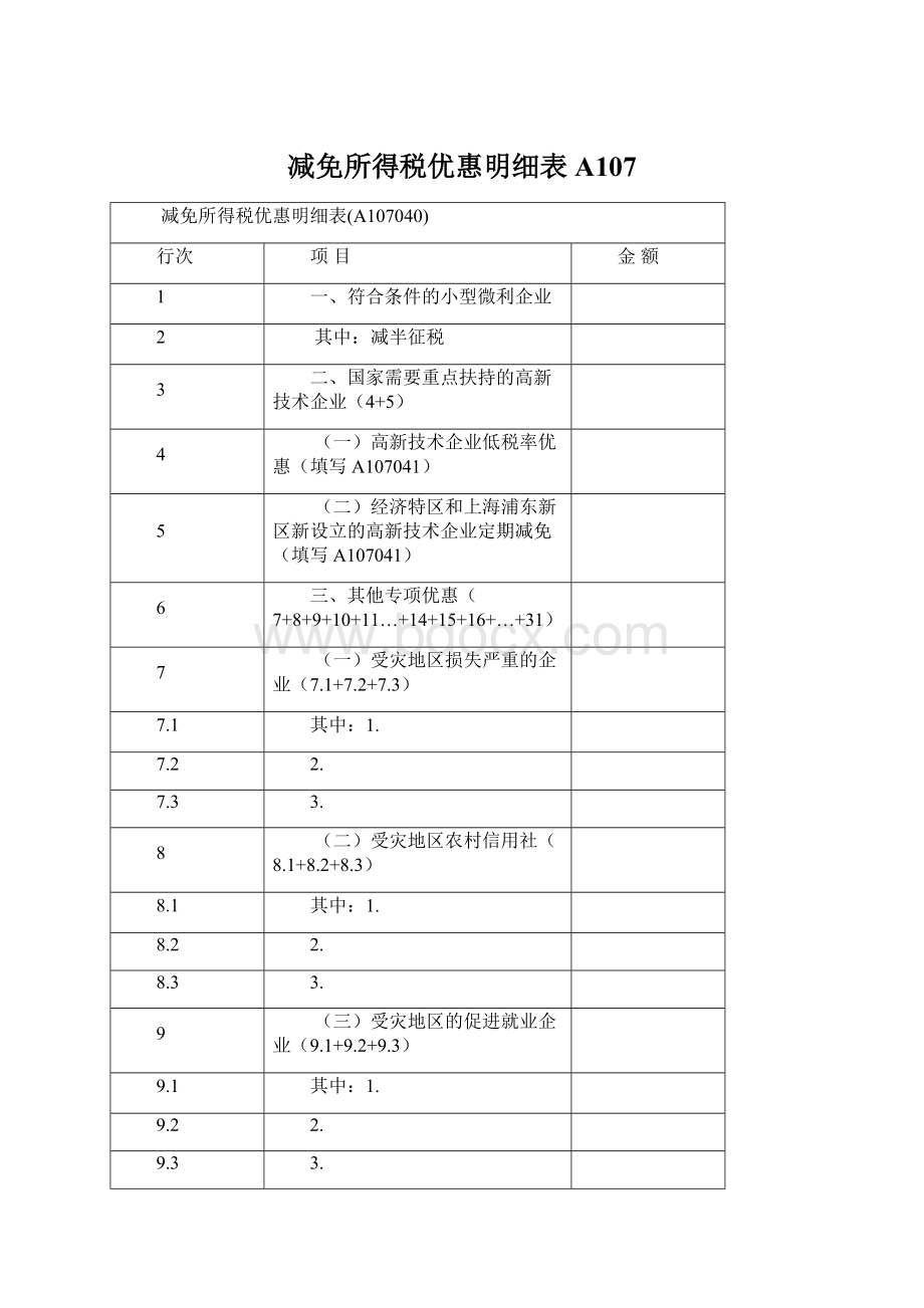 减免所得税优惠明细表A107.docx_第1页