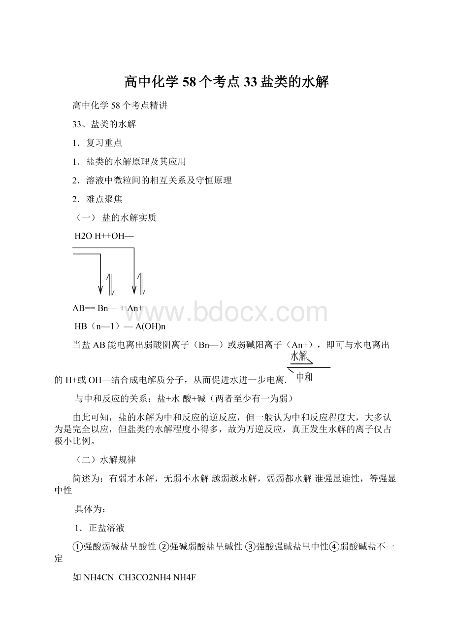 高中化学58个考点33盐类的水解Word文档下载推荐.docx