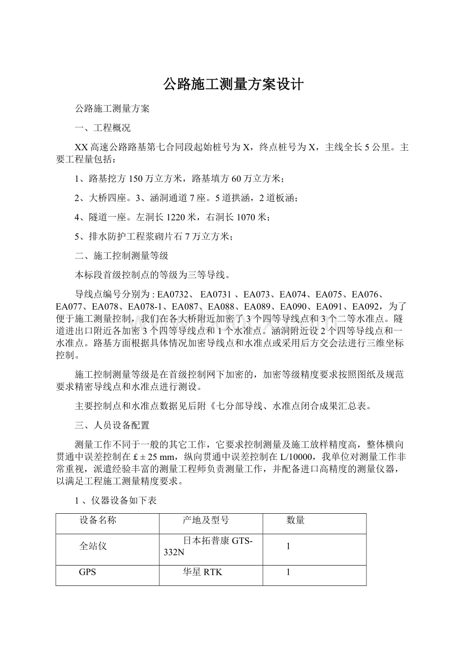 公路施工测量方案设计.docx_第1页