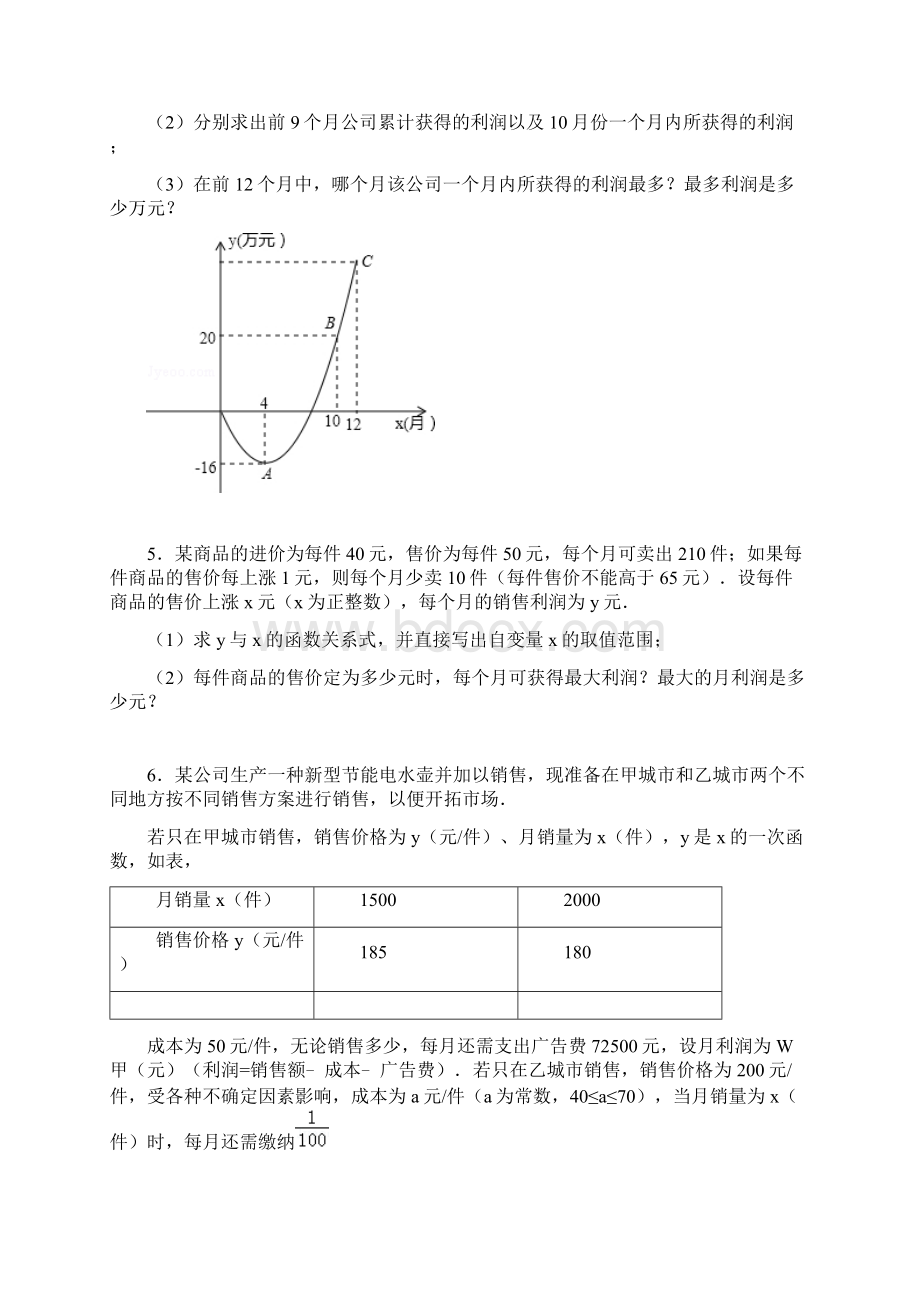 有关二次函数的利润最值问题Word文档下载推荐.docx_第2页